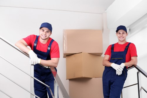 Safe moving team loading a van with care