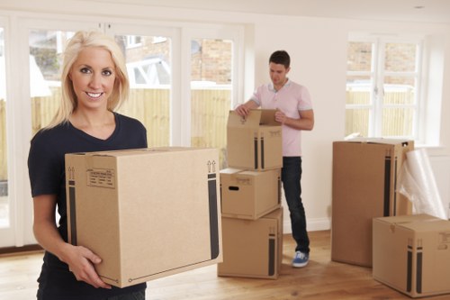 Office removals planning in Chasecross with movers and boxes