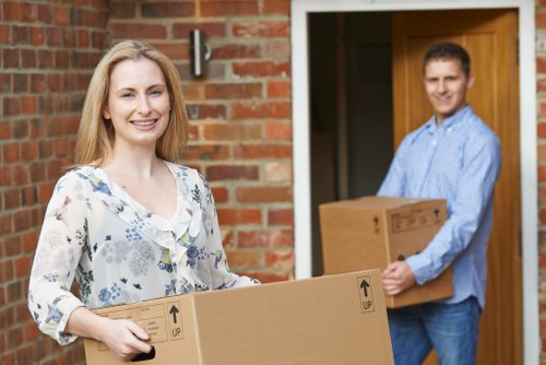 Removal van and packed boxes for a house move in Chasecross
