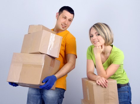 Packed boxes and household items ready for transport